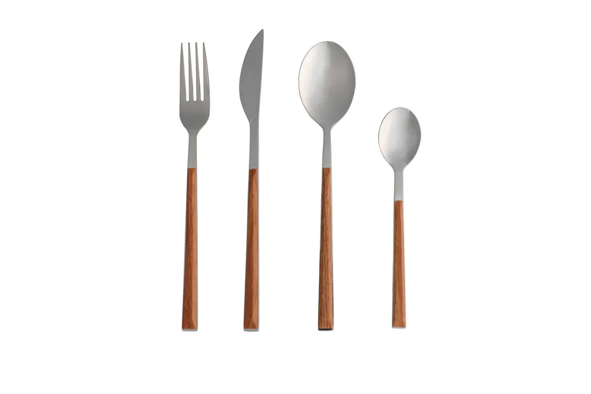 Venture Design Jublie Bestickset 24 delar – Silver/Brun | Rostfritt stål & trälook VENTURE DESIGN