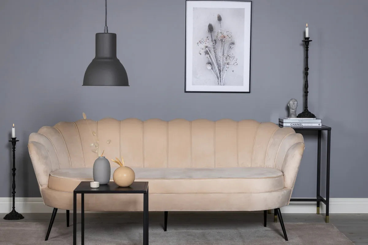 Venture Design Calais 3‑sits soffa beige – elegant sammetsoffa VENTURE DESIGN