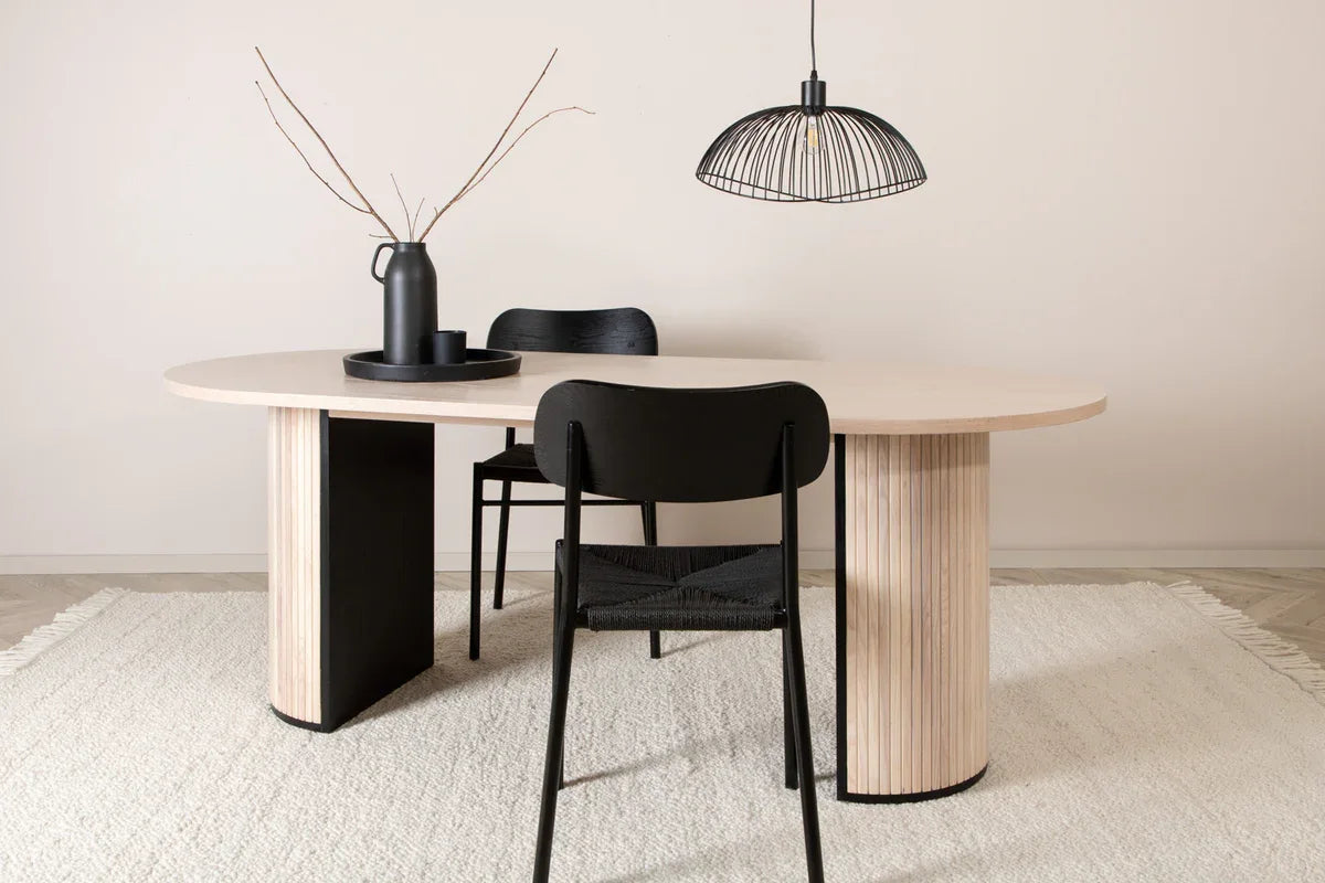Venture Design Bianca Matbord 200×90 – Ovalt Vitputsad MDF med Ribbdesign VENTURE DESIGN