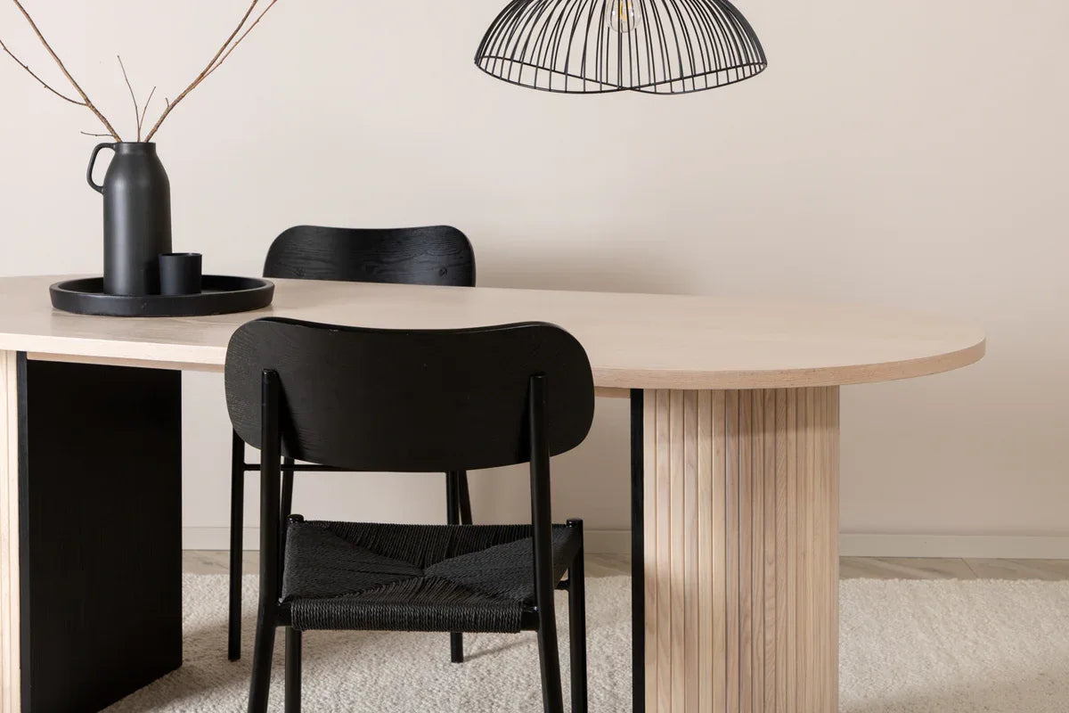 Venture Design Bianca Matbord 200×90 – Ovalt Vitputsad MDF med Ribbdesign VENTURE DESIGN