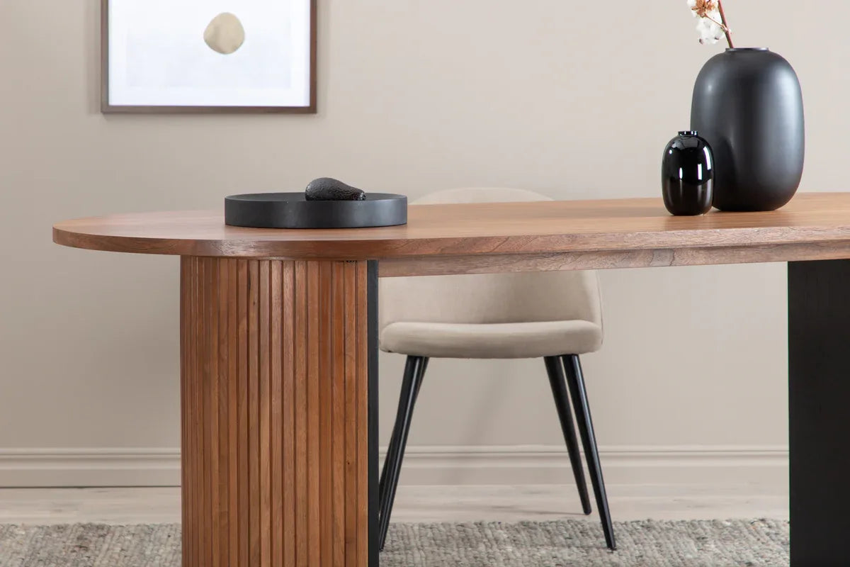 Venture Design Bianca Matbord 200×90 – Ovalt Valnöt MDF med Ribbdesign VENTURE DESIGN