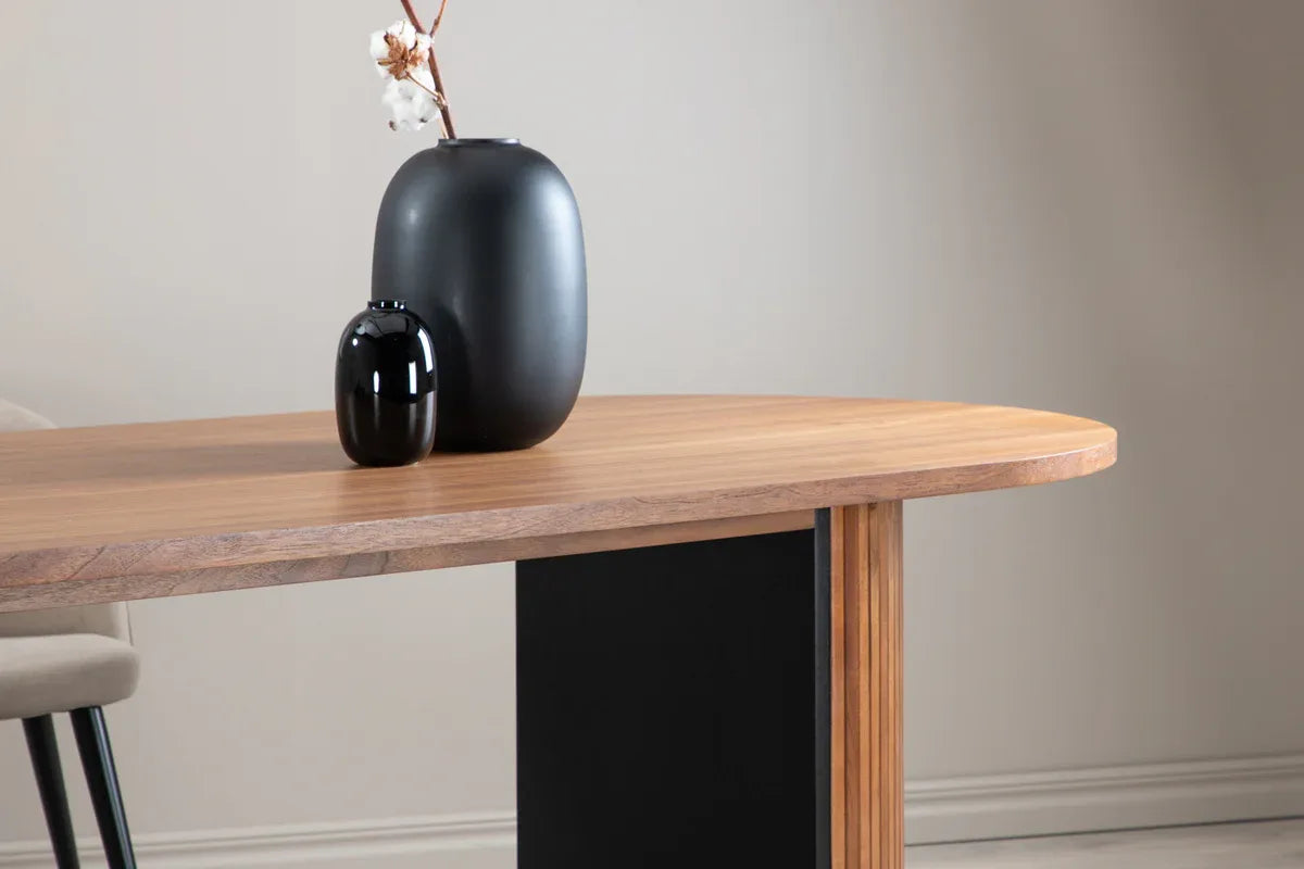 Venture Design Bianca Matbord 200×90 – Ovalt Valnöt MDF med Ribbdesign VENTURE DESIGN