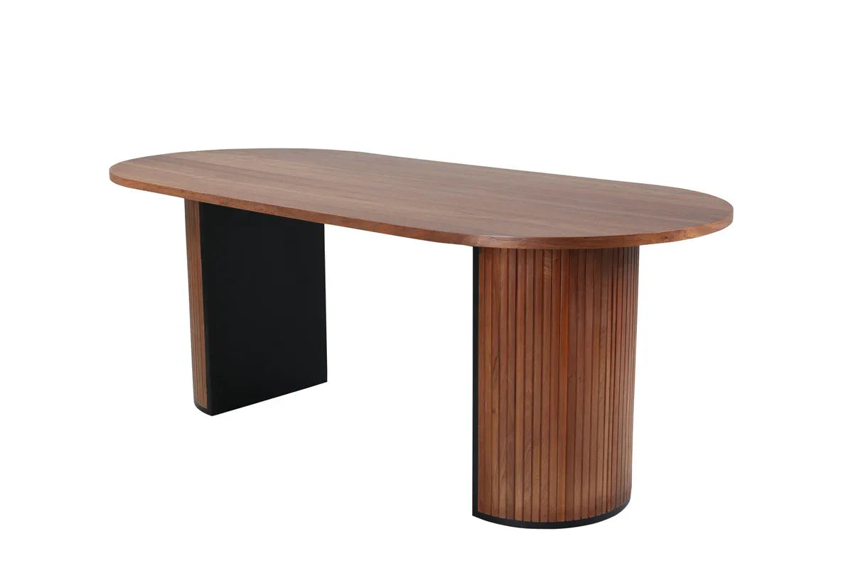 Venture Design Bianca Matbord 200×90 – Ovalt Valnöt MDF med Ribbdesign VENTURE DESIGN