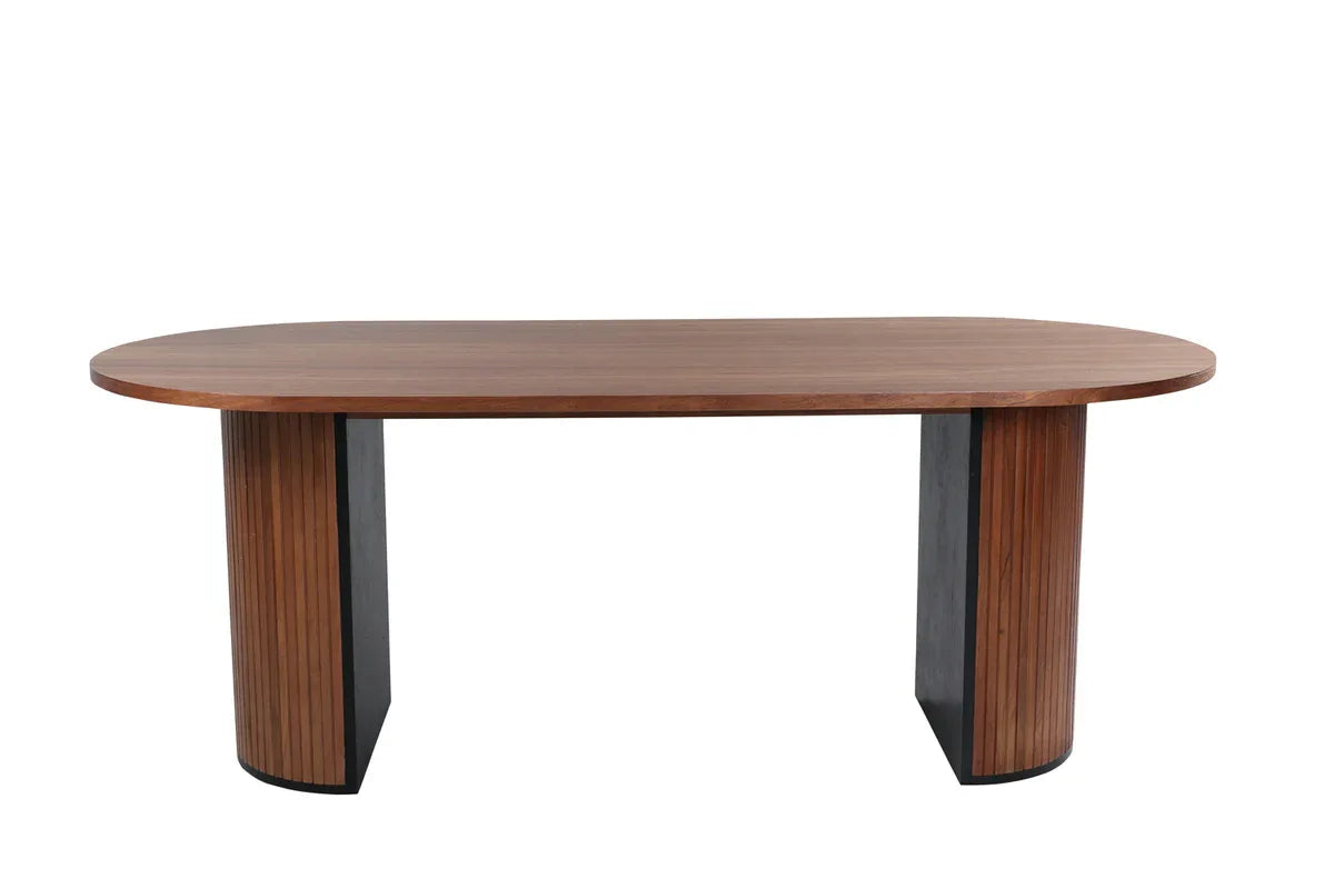 Venture Design Bianca Matbord 200×90 – Ovalt Valnöt MDF med Ribbdesign VENTURE DESIGN