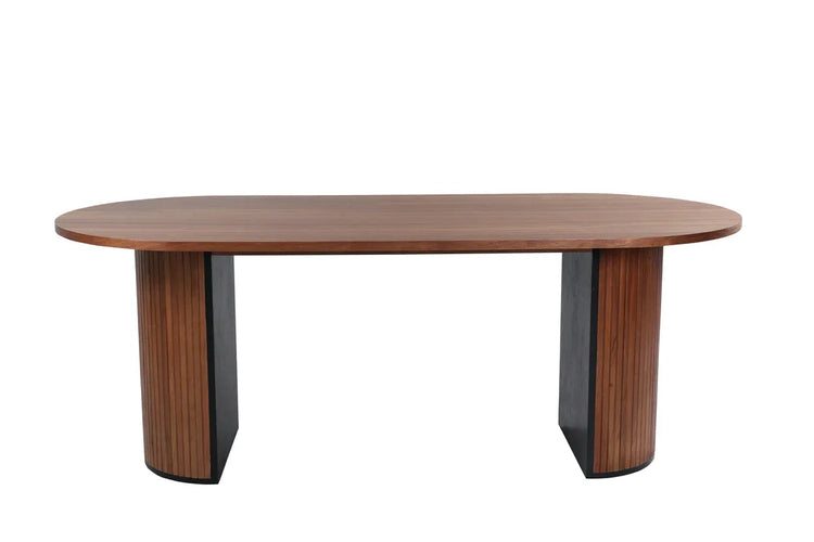 Venture Design Bianca Matbord 200×90 – Ovalt Valnöt MDF med Ribbdesign VENTURE DESIGN