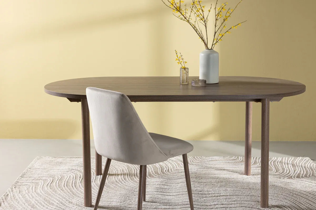 Venture Design Andy Matbord 180×90 – Ovalt MDF i natur med Stålben VENTURE DESIGN
