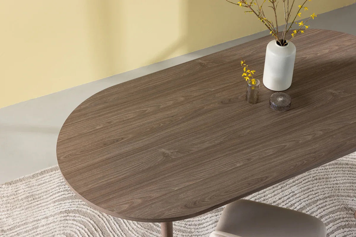 Venture Design Andy Matbord 180×90 – Ovalt MDF i natur med Stålben VENTURE DESIGN
