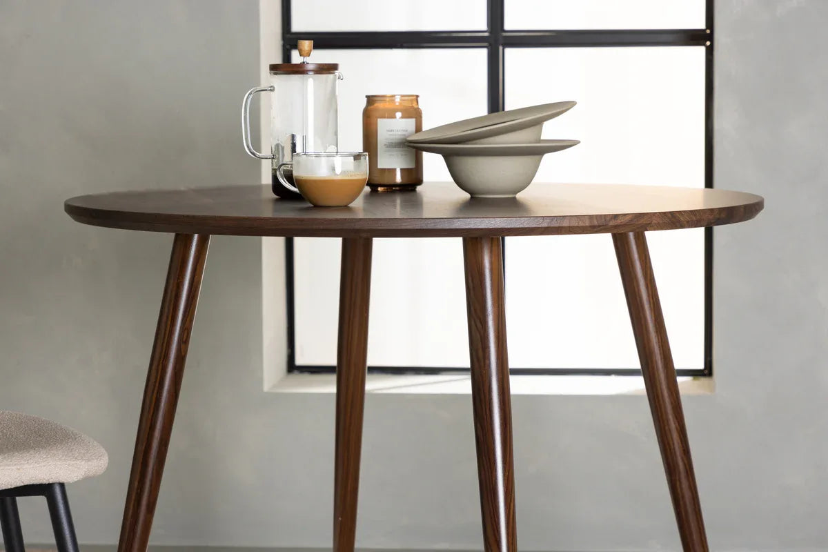 Venture Design Sanford Matbord Ø100 – Rund MDF i Valnöt & Metallben VENTURE DESIGN