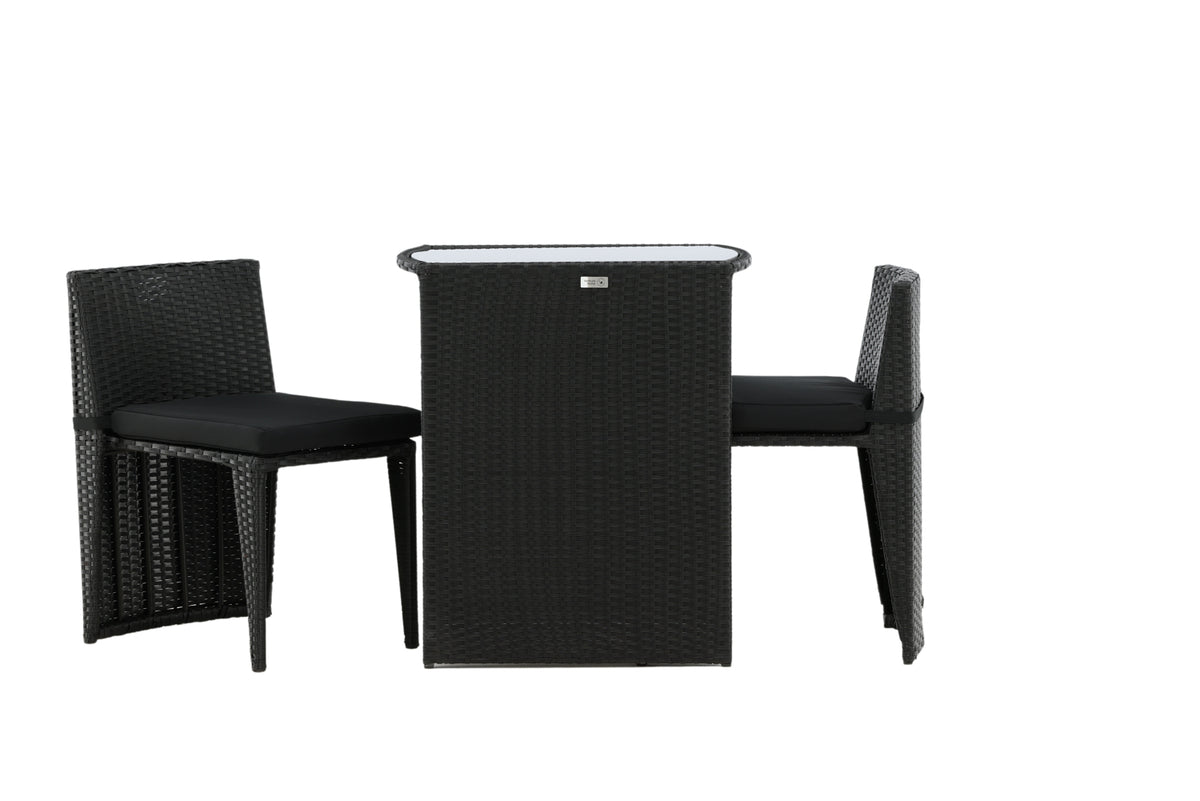 Venture Design Savanna Caféset i Svart konstrotting med glasskiva –  vädertåligt