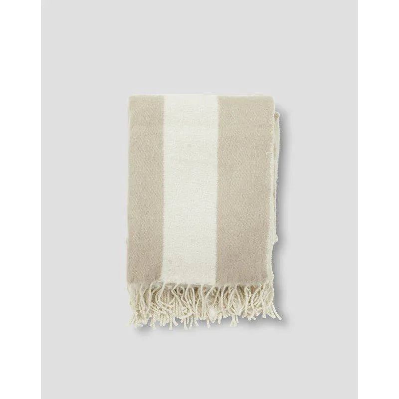 Zara blockstripe Pläd Grön off-white Beige - HemHyddan