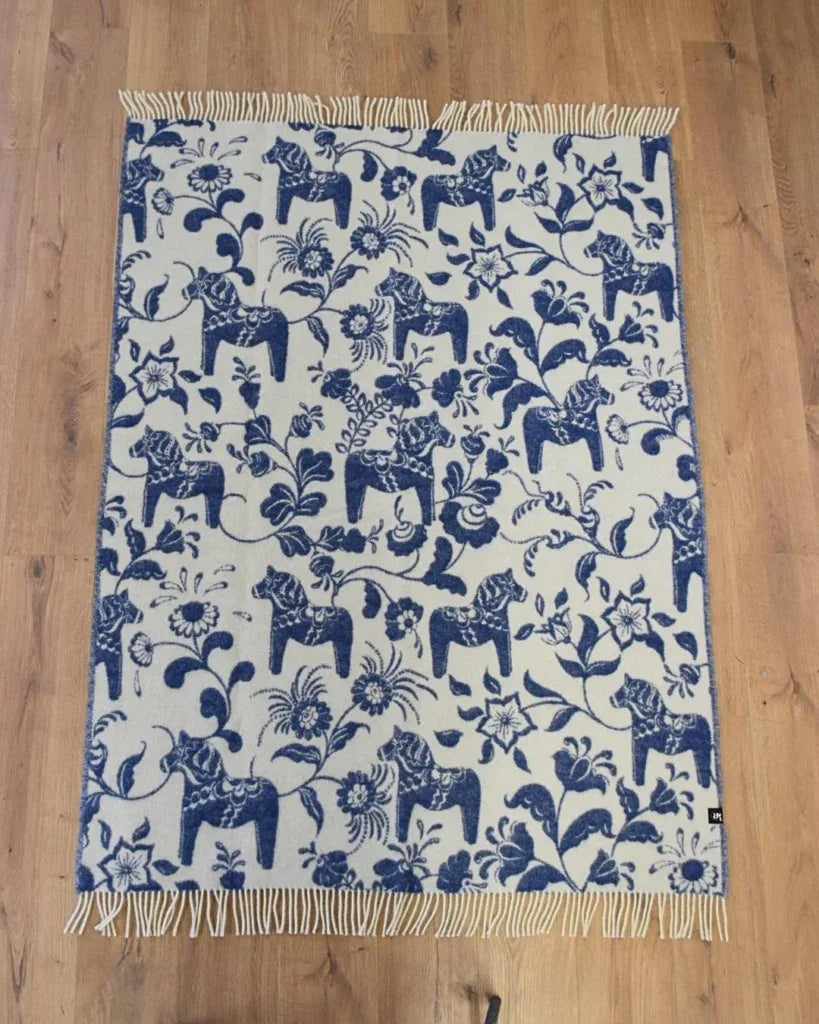 Arvidssons Leksand Ullpläd 130x170 Blå Arvidssons