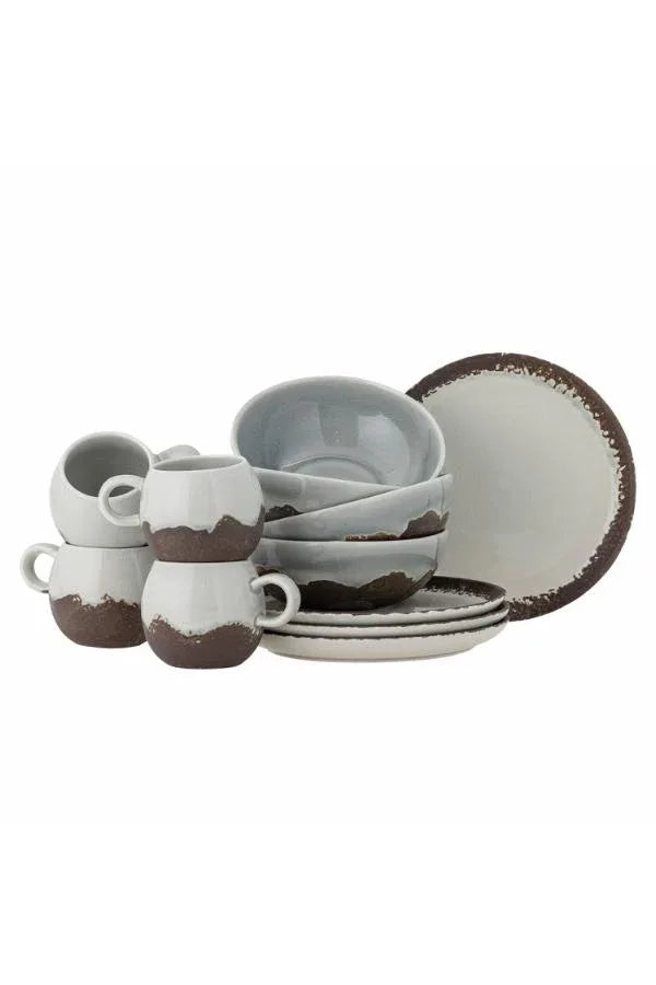Paula Frukostset Stengods Brun Bloomingville