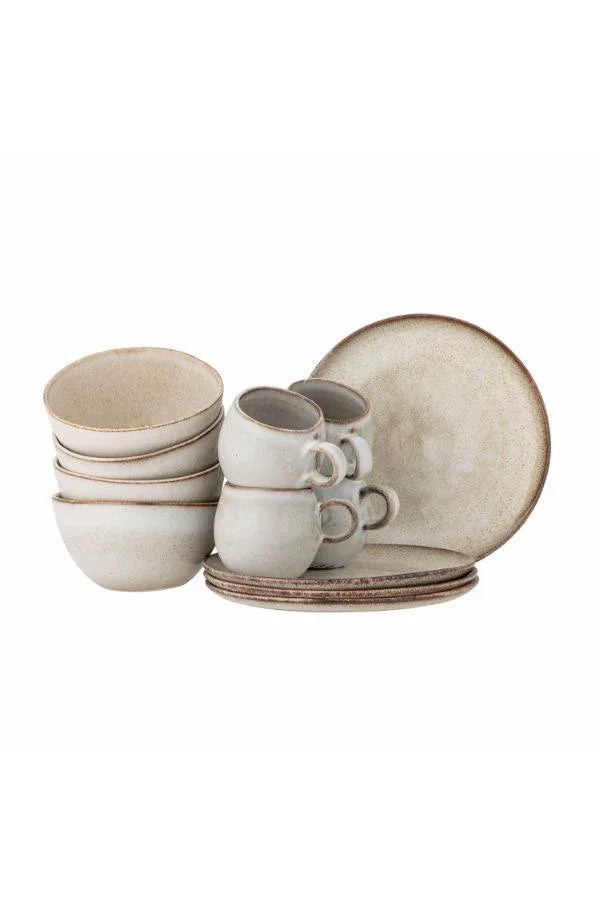 Sandrine Frukostset Stengods Natur Bloomingville
