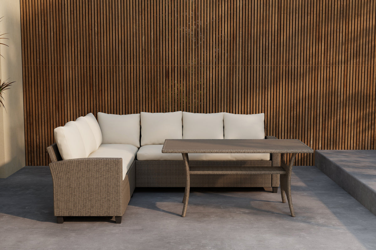 Venture Design Brentwood Hörngrupp Beige – Elegant Utemöbelset i Flätad Design