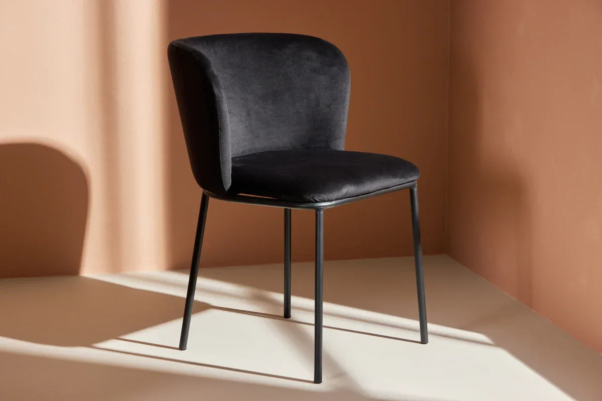 Venture Design Edina Matstol 2‑pack – Svart Metallram med Svart Linneklädsel VENTURE DESIGN