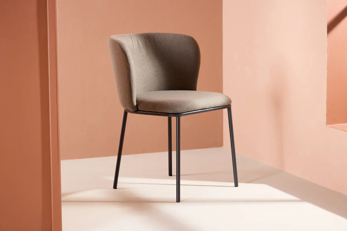 Venture Design Edina Matstol 2‑pack – Svart Metallram med Brun Linneklädsel VENTURE DESIGN