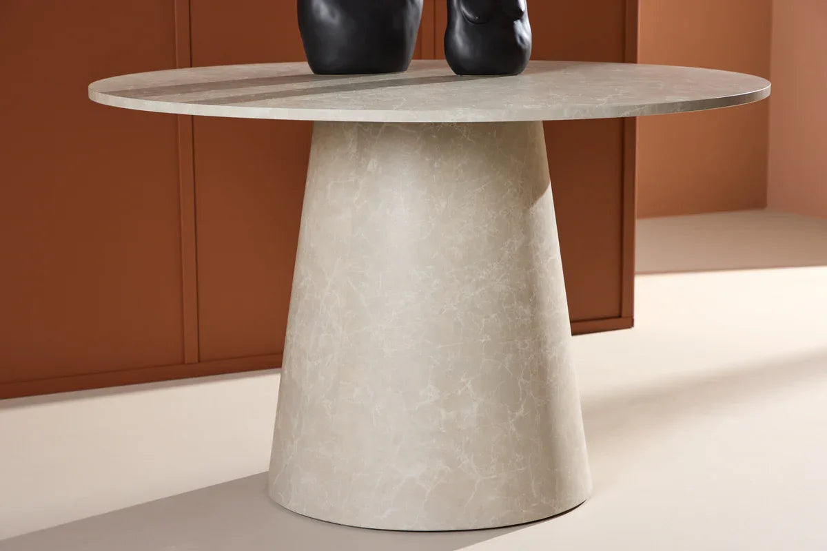 Venture Design Lanzo Matbord Ø120 – Rund Beige Marmorlook i MDF VENTURE DESIGN
