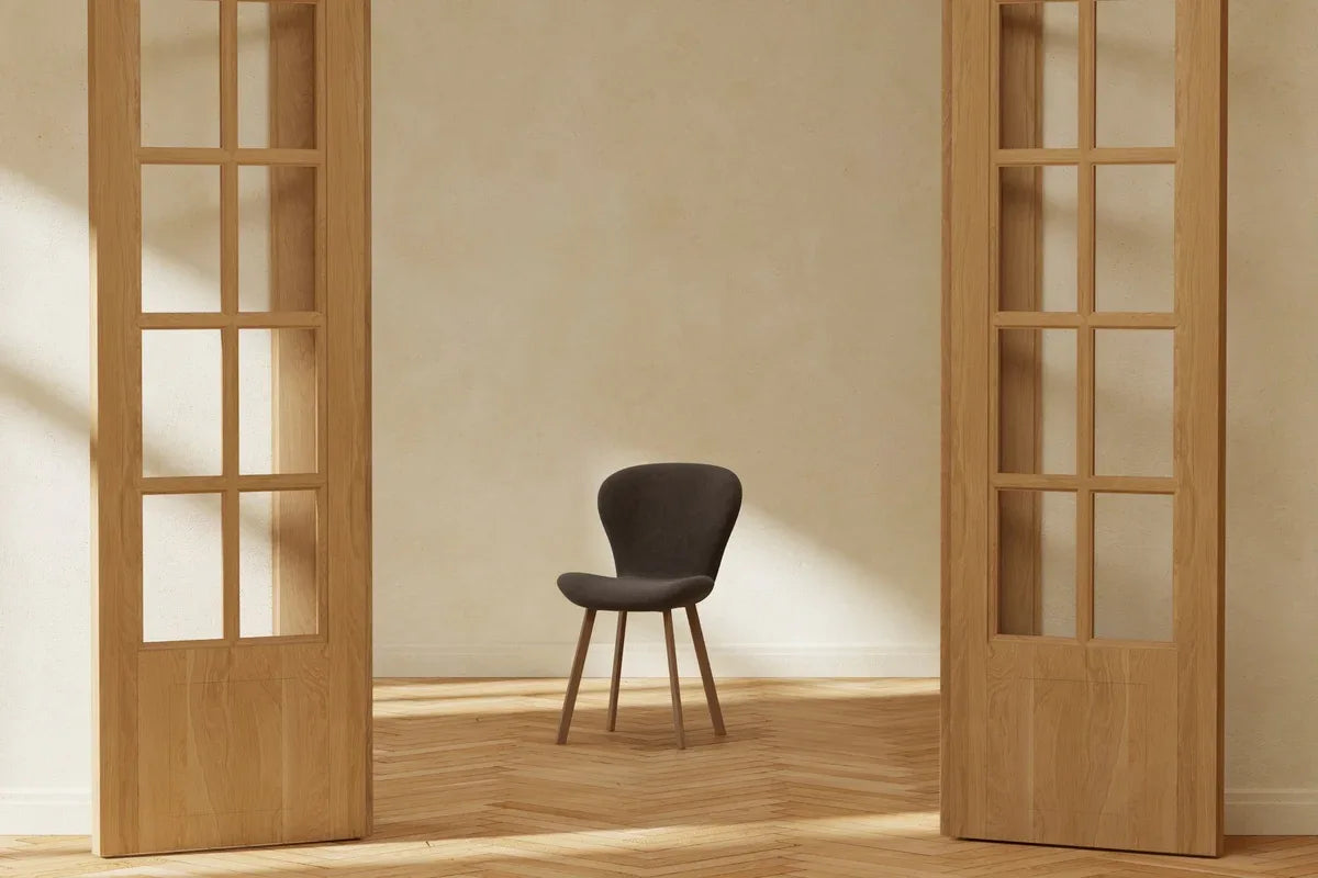 Venture Design Lilja Matstol 2‑pack – Brun Linneklädsel med Metallben VENTURE DESIGN