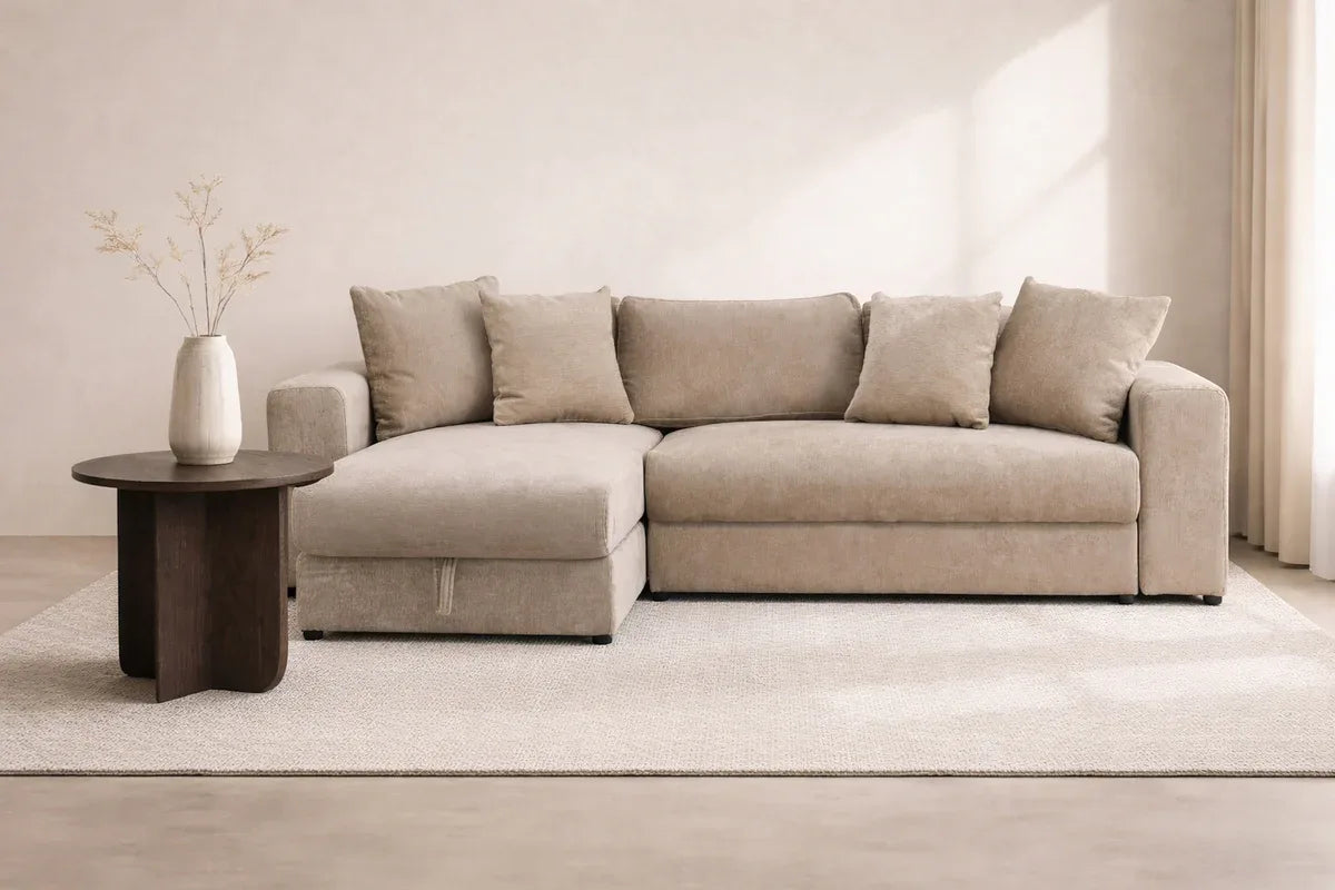 Venture Design Bellman Bäddsoffa – Beige Sammet | Elegant 3‑sits Soffa VENTURE DESIGN