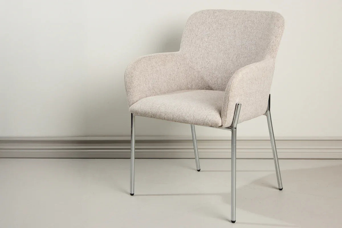 Venture Design Vato Matstol – Beige Tyg med Kromad Stålram VENTURE DESIGN
