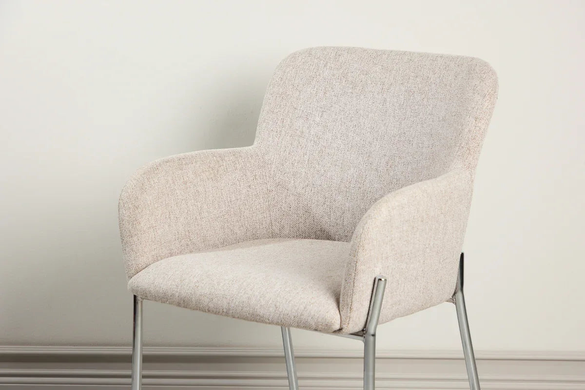 Venture Design Vato Matstol – Beige Tyg med Kromad Stålram VENTURE DESIGN
