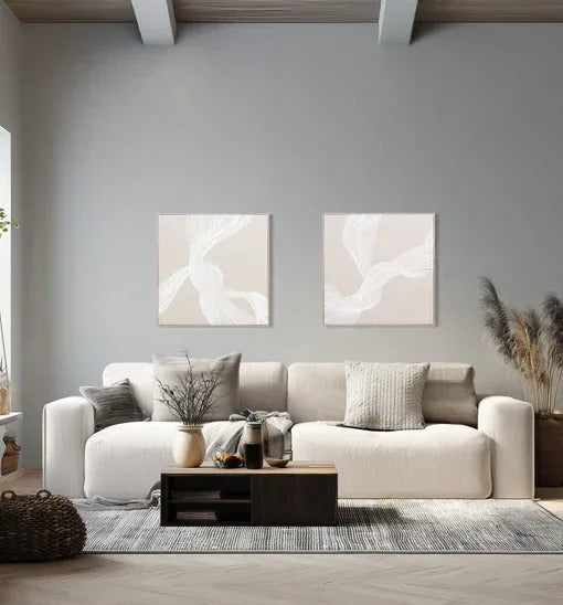 Eightmood Medole Väggkonstverk – H80 × W80 Beige Eightmood