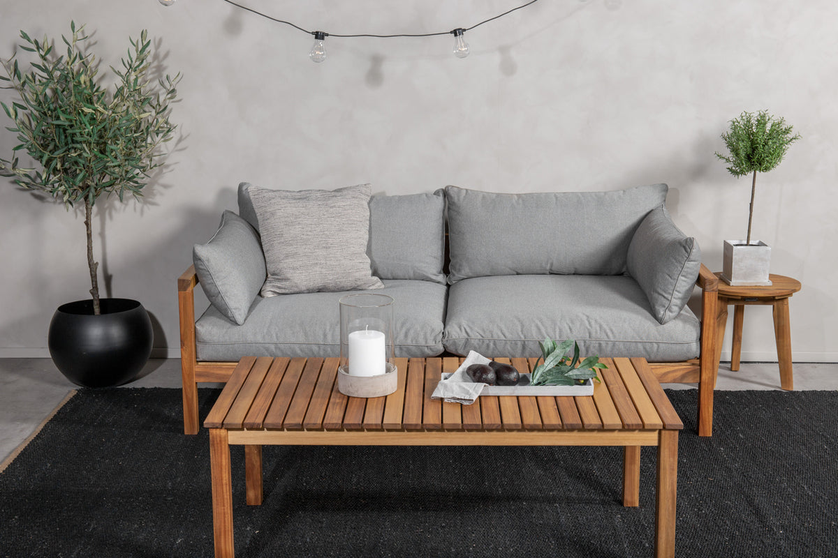 Venture Design Marion 2‑sits Soffa Nature – Elegant Acacia‑soffa med Grå Dynor