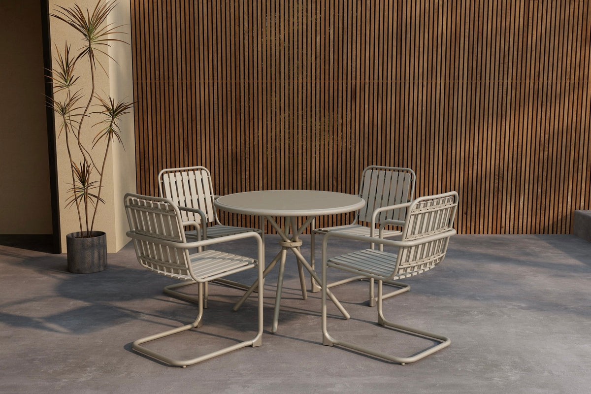 Venture Design Chios Beige Matgrupp med Runt Bord och 4 Stolar