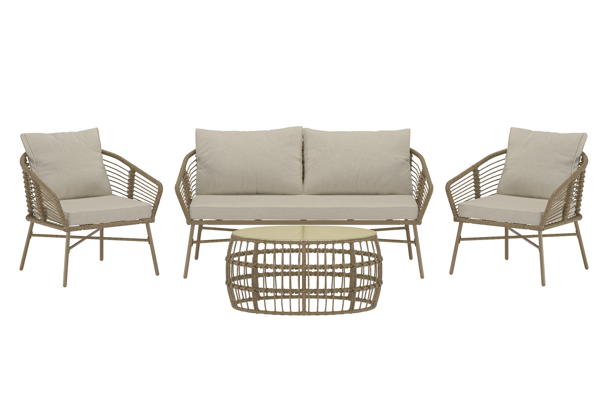 Venture Design Lipari Soffgrupp i Brun Konstrotting – Modern Loungegrupp