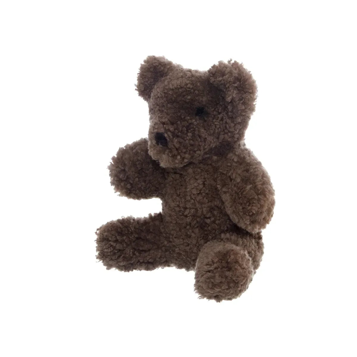 Skinnwille Curly Teddybjörn – Saharabrun mjukisdjur i äkta lockigt fårskinn Skinnwille