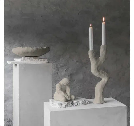 Mette Ditmer ART PIECE Ljusstake Sand - Skulptural Stenresin Mette Ditmer