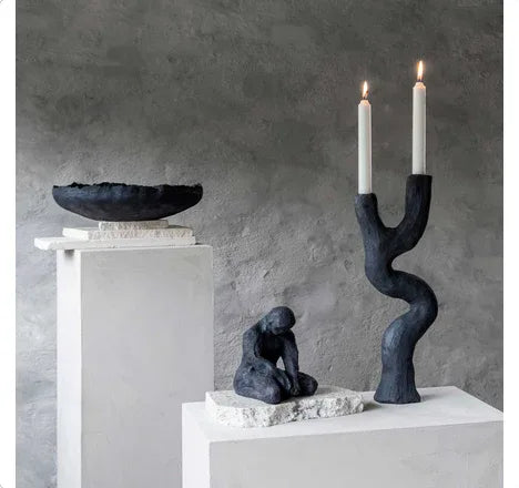Mette Ditmer ART PIECE Ljusstake Svart - Skulptural Stenresin Mette Ditmer