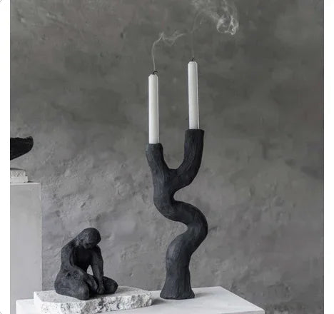 Mette Ditmer ART PIECE Ljusstake Svart - Skulptural Stenresin Mette Ditmer