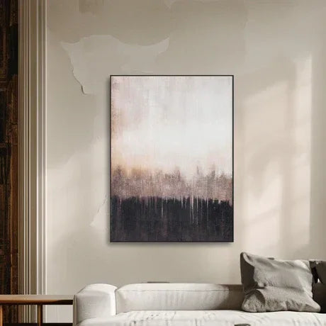 Eightmood Forest - Handmålad Gesso‑Canvas med Ram 120×90 cm - Beige/Svart Eightmood