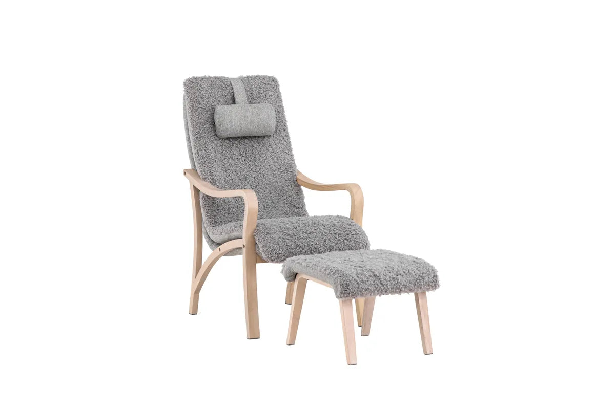 Venture Design Fårö Fåtölj Ljusgrå – Skandinavisk Design med Fotpall och Nackkudde
