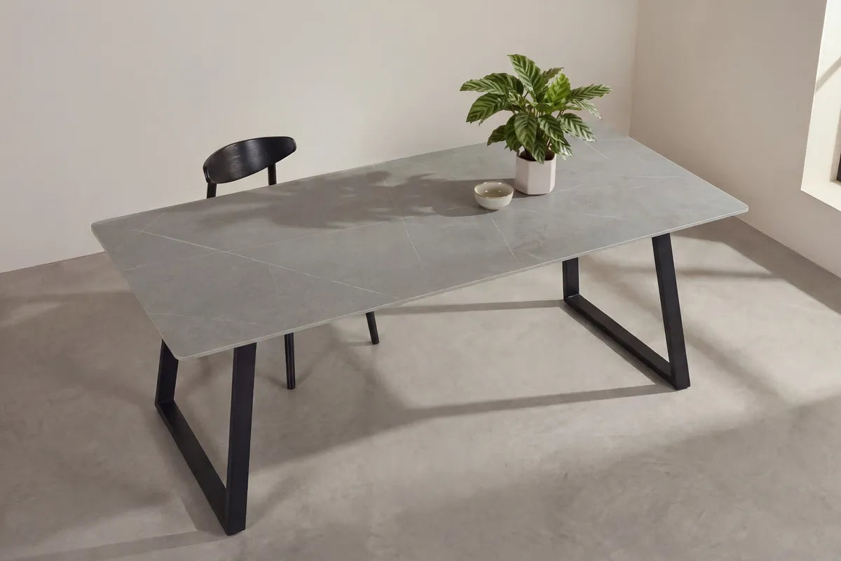 Venture Design Estelle Matbord Mörkgrå – Rektangulärt Bord med Marmorlook