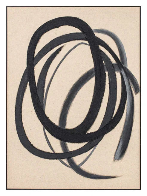 Circles – Handmålad Tavla 100×80 cm i Svart/Brunt Väggkonst Eightmood