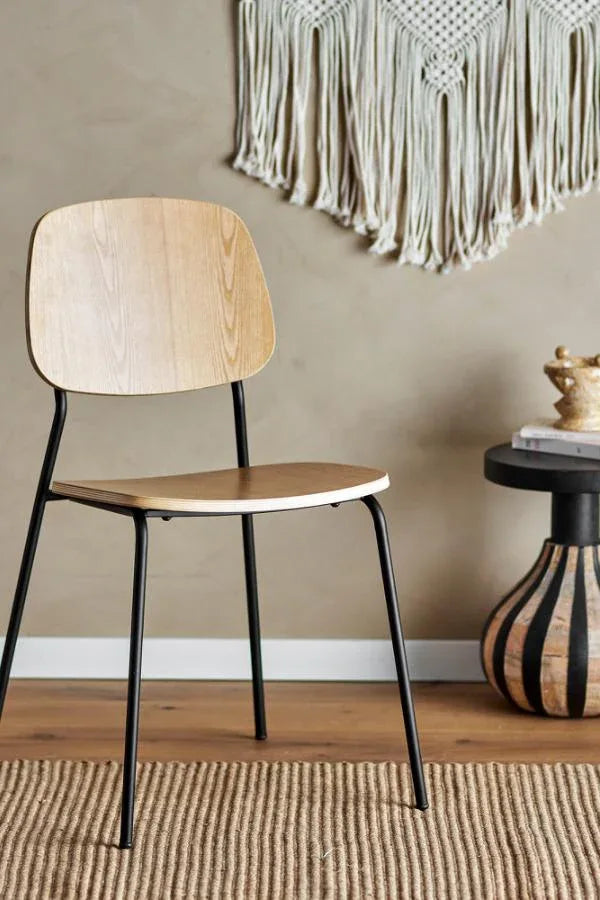 Bloomingville Monza Matstol i Natur – Plywood & Svarta Metallben Bloomingville