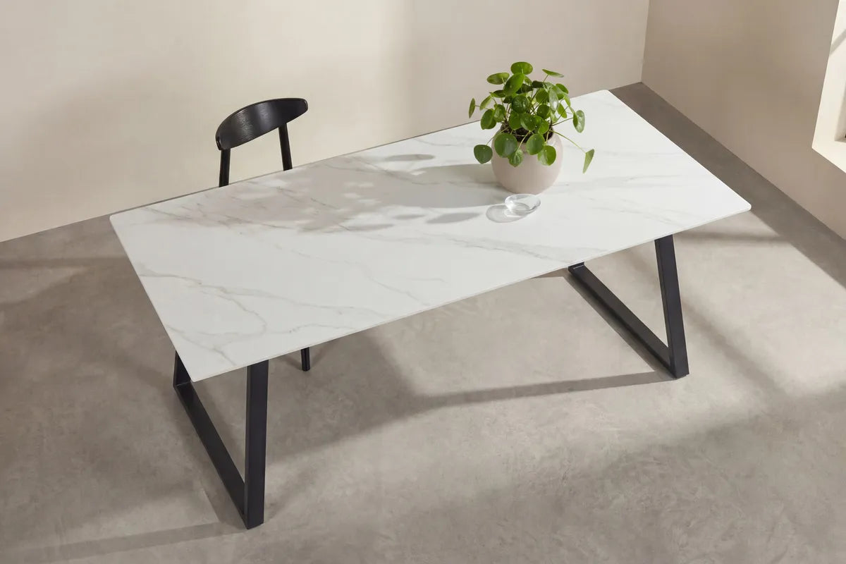 Venture Design Estelle Matbord Vit – Rektangulärt Bord med Marmorlook