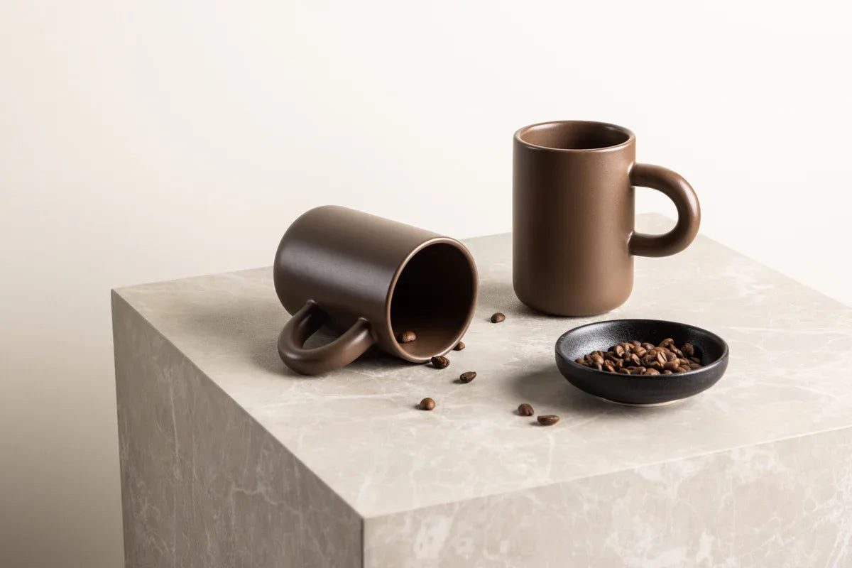 Venture Design Active Kopp 2‑pack – Matt brun | Keramik Ø7 cm VENTURE DESIGN