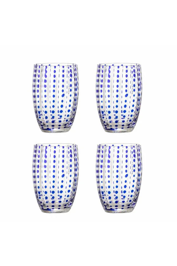 Bloomingville Brinley Dricksglas – Blått Munblåst Dricksglas med Prickdekor Bloomingville