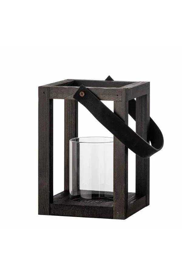 Bloomingville Lyra Lykta S  – Svart Pine med Glasinsats Bloomingville