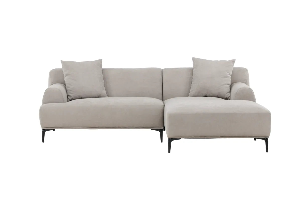 Venture Design Viskan 3‑sits Soffa Light Grey – Modern Divansoffa med Lyxig Design och Svarta Metallben