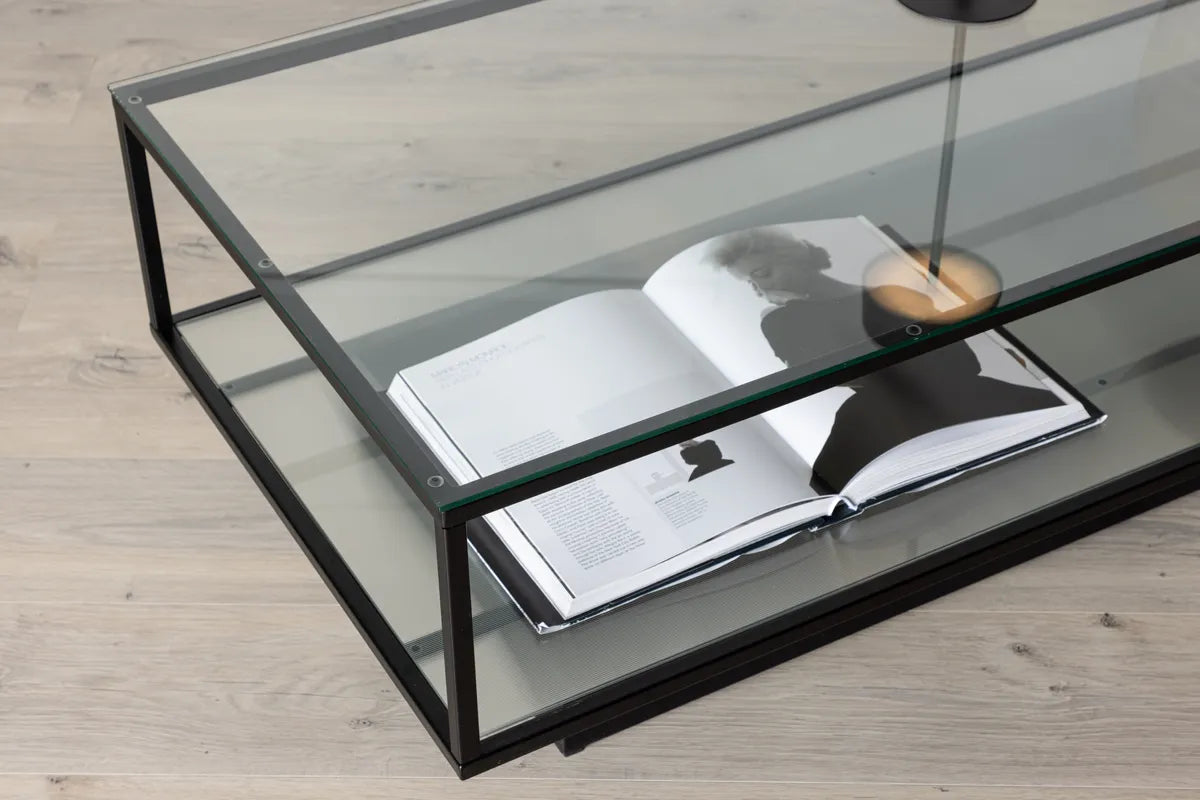 Venture Design Maglehem Soffbord Svart – Glasbord med Metallunderrede