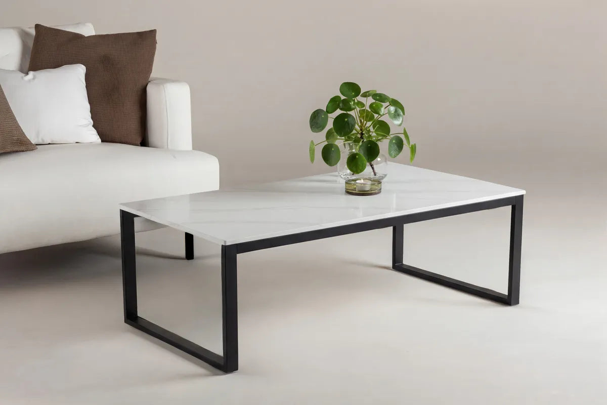 Venture Design Estelle Soffbord Vit – Modernt Bord med Marmorlook