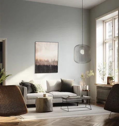 Eightmood Forest - Handmålad Gesso‑Canvas med Ram 120×90 cm - Beige/Svart Eightmood
