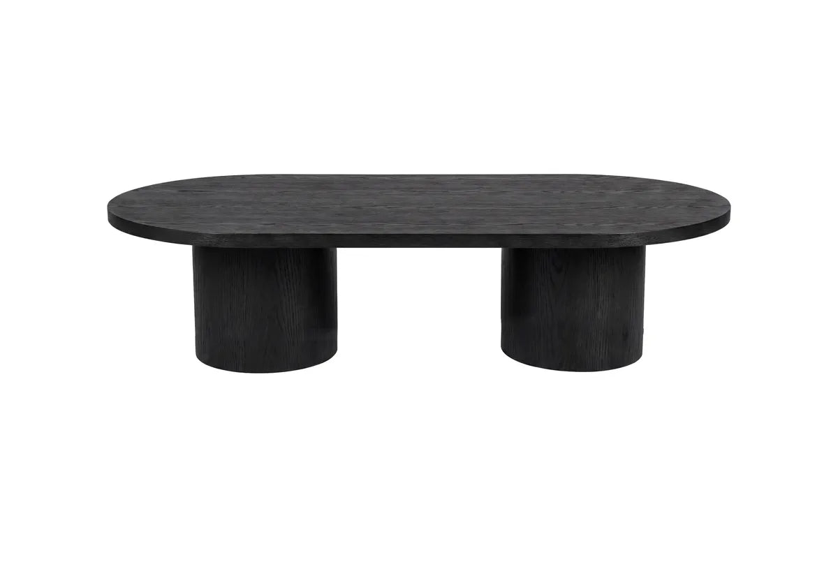 Venture Design Narvik Soffbord Svart – Modernt Ovalt Bord med Cylinderben