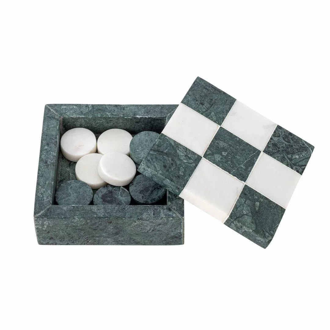 Bloomingville Aske Tic‑Tac‑Toe – Grön Marmor – 12×12×5 cm Bloomingville