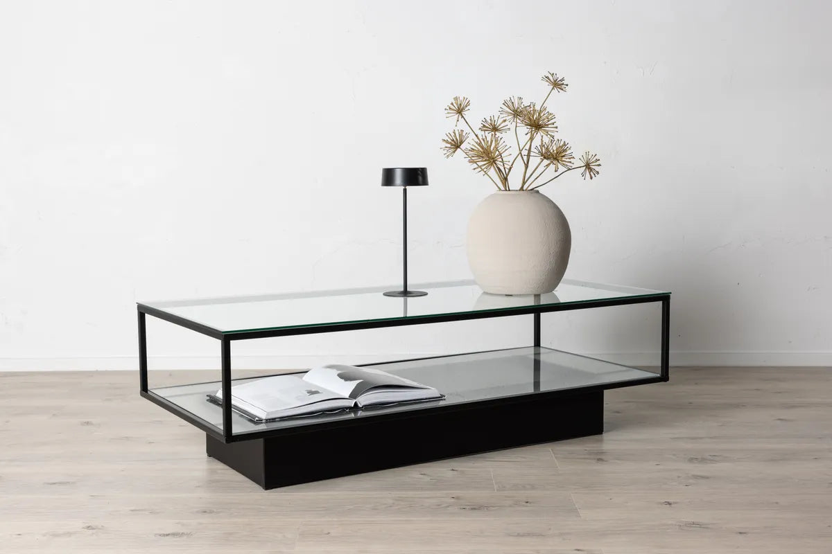 Venture Design Maglehem Soffbord Svart – Glasbord med Metallunderrede