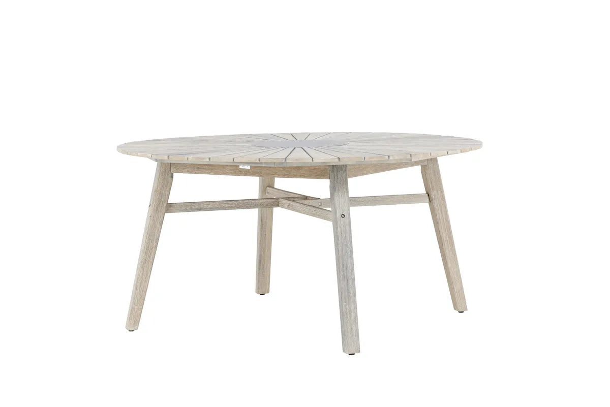 Venture Design Rives Runt Matbord Ø150 cm Whitewash – Ljusmålad Acacia med Stenplatta